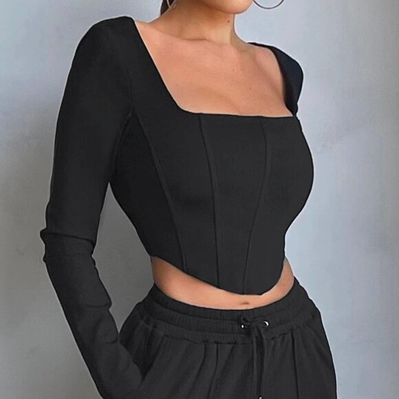 Lot of 3x NWT [Streetwear Society] Long-Sleeved Ribbed Fitted Corset Top Women’s - Picture 6 of 7